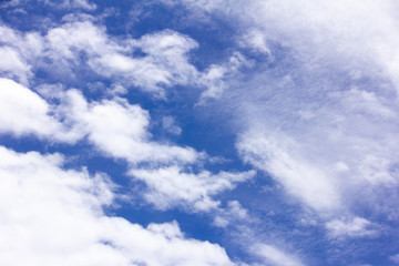 Clear blue color sky with white cloud background