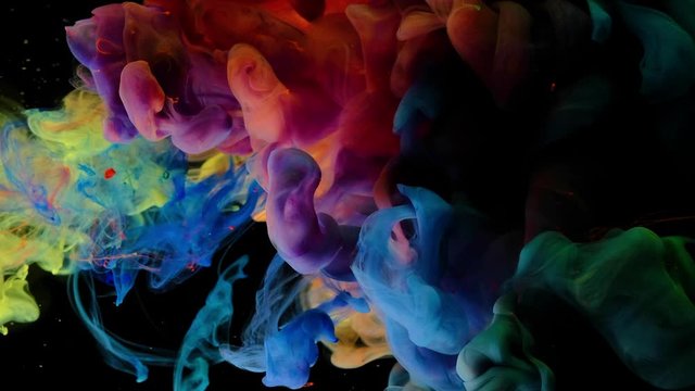 4K , Color paint drops in water , Colorful ink in water, 4K footage