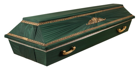 Coffin made of wood. Isolated on a white background.