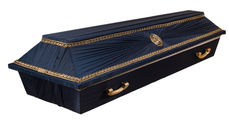 Coffin made of wood. Isolated on a white background.