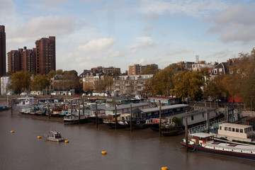 Fototapeta na wymiar houseboats on the River Thames near Chelsea in London, England, UK