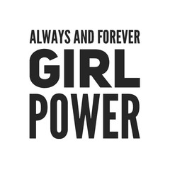 Girl power text, feminism slogan. Black inscription for t shirts, posters and wall art. Feminist sign handwritten with ink and brush.