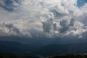 Obraz premium Storm clouds in Bergueda mountains, Barcelona, Pyrenees, Spain