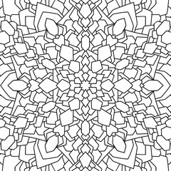 Abstact geometry mandala on white background. Seamless decorative pattern with small decor. Good for coloring book pages, packaging, invitation.