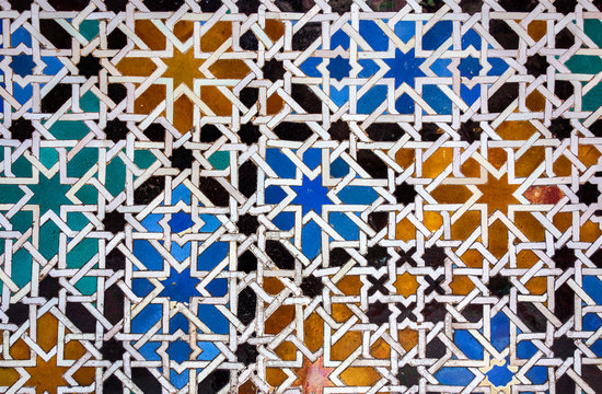 Traditional tiled wall decoration in a palace in Seville, Spain
