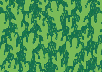Green cactus pattern for home textiles, wallpaper, decoration