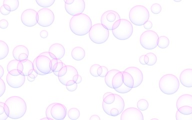 Pink colored background with purple bubbles. Wallpaper, texture purple balloons. 3D illustration