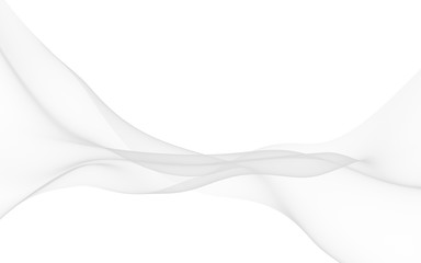 White abstract background. Fluttering white scarf. Waving on wind white fabric. 3D illustration