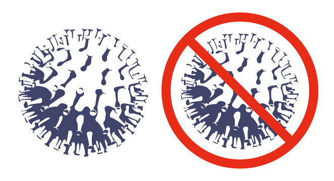 Virus Glyph or Silhouette with Red No Symbol
