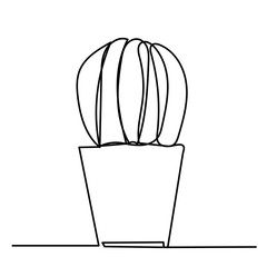 Fototapeta na wymiar isolated, continuous line drawing of a cactus in a pot on a white background