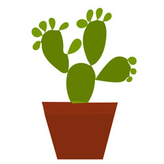 isolated, flat style cactus in a pot on a white background