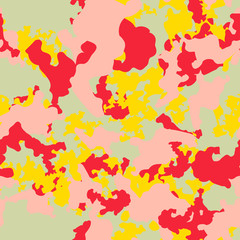 UFO camouflage of various shades of pink, green, red and yellow colors