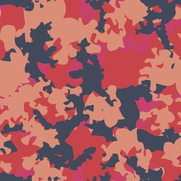 UFO camouflage of various shades of red, pink and blue colors