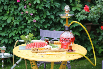 hookah and various cookies, cheese