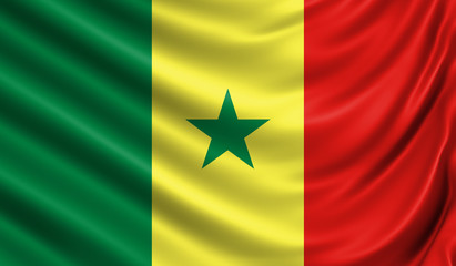 Waving color flag. Silk texure. 3d illustration.