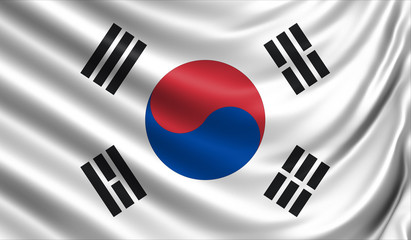 Waving color flag. Silk texure. 3d illustration.