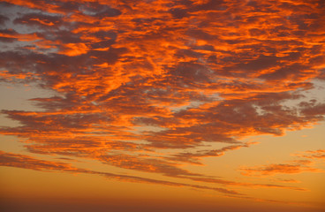 Red sunset sky as background