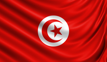 Waving color flag. Silk texure. 3d illustration.