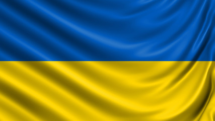 Waving color flag. Silk texure. 3d illustration.