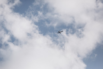 Fototapeta na wymiar an airplane flying far in sky