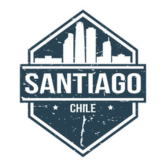 Santiago de Chile Travel Stamp Icon Skyline City Design Tourism