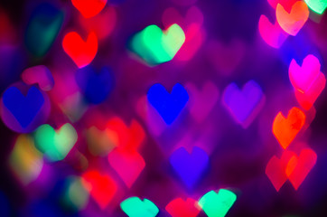 Out of focus light - Abstract Winter Background hearts bokeh shaped lights bokeh