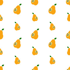 A seamless pattern of yellow pears.
