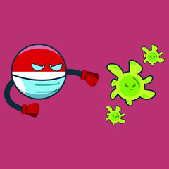 indonesia fight with virus vector illustration icon