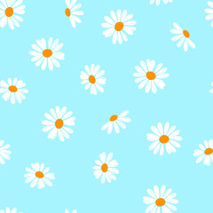 seamless pattern with white daisies 
