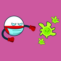 poland fight with virus vector illustration icon