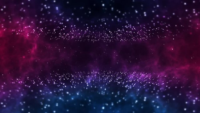 dramatic background of star formation with rays of light on a blue purple smoky background 4k animation