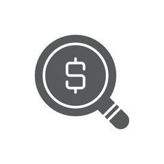 Money search vector icon symbol isolated on white background