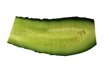 Cucumber isolated on a white background. Close-up. Top view.