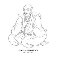 真田幸村／信繁（1567/1570 – 1615）　歴史上の人物　線画イラスト