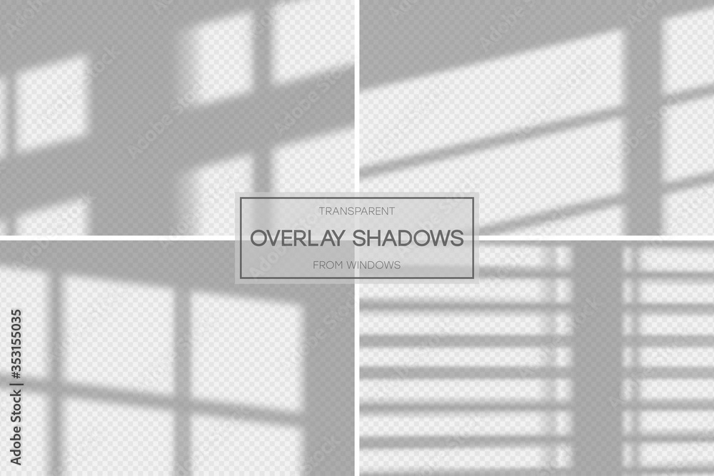 Poster shadow overlay effect. set of transparent overlay shadow from the window and jalousie. realistic sof