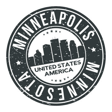 Minneapolis Minnesota USA Stamp Logo Icon Symbol Design Skyline City