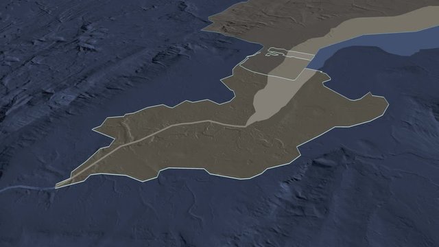 Gen&egrave;ve, canton with its capital, zoomed and extruded on the administrative map of Switzerland in the conformal Stereographic projection. Animation 3D