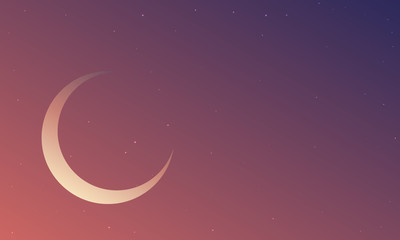 Obraz na płótnie Canvas Crescent moon in blue violet night sky, vector art illustration.