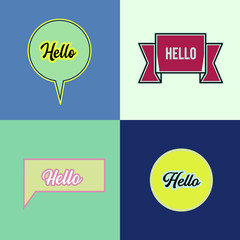 Hello. Lettering for banner, poster and sticker concept with text Hello.Calligraphic simple logo. Vector Illustration