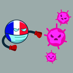 france fight with virus vector illustration icon