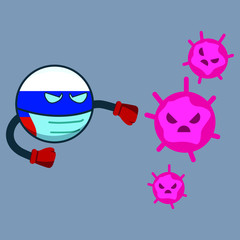 russia fight with virus vector illustration icon