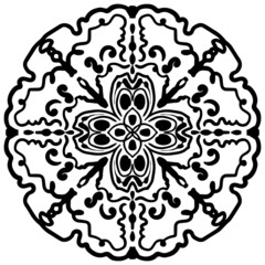 Сircular patterns. Oriental ornament, rosette in round. Abstract symmetry on white background. Sacred geometry, esoteric symbols. Use for fabric, textile, tiles, prints, designs, wrapping paper,