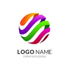 Colorful Globe Business Logo Design, Abstract Sphere Logo Vector