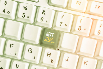 Conceptual hand writing showing Next Steps. Concept meaning something you do or plan after you ve...