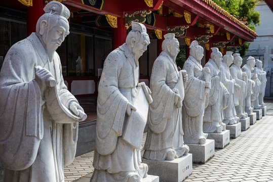 Statues in the Confucius Shrine, Nagasaki, Japan