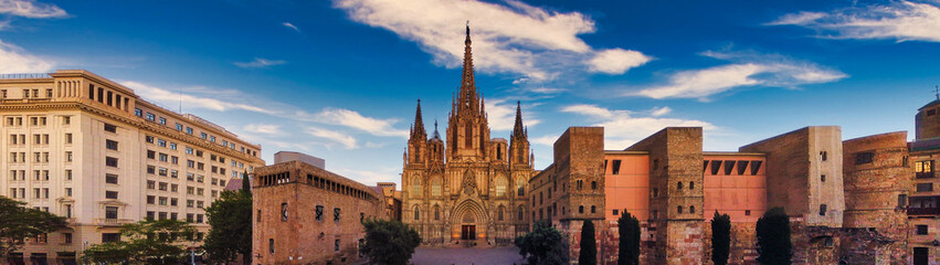 Cathedral of Barcelona during Coronavirus pandemic. Catalonia,Spain