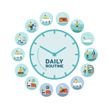 Clock with daily activities routine