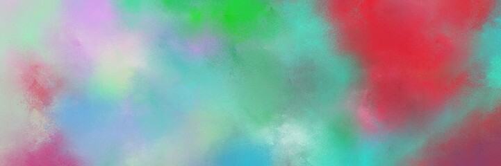 vintage painted art retro horizontal banner background  with dark sea green, medium aqua marine and moderate red color. can be used as header or banner