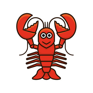 Cartoon lobster character isolated  vector illustration for Lobster Day on June 15th. Seafood and crustaceans symbol.