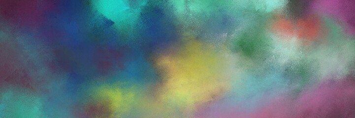 vintage painted art grunge horizontal background banner with dim gray, teal blue and dark khaki color. can be used as header or banner